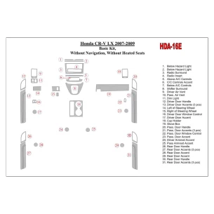 Honda CR-V 2007-2009 Basic Set, Without NAVI,with Heated Seats Interior BD Dash Trim Kit 2