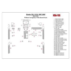 Honda CR-V 2007-2009 Basic Set, Without NAVI,with Heated Seats Interior BD Dash Trim Kit