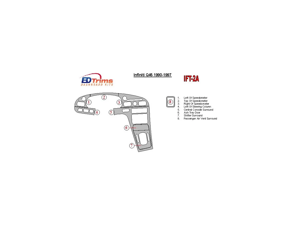 Infiniti Q45 1994-1997 Basic Set Interior BD Dash Trim Kit - 1 - Interior Dash Trim Kit