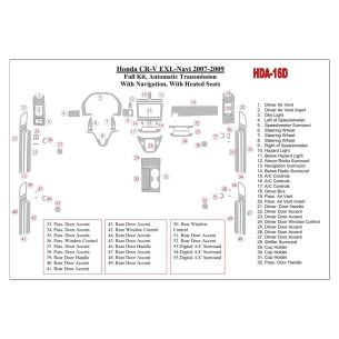 Honda CR-V 2007-2009 Full Set, EXL Model, Automatic Gear, With NAVI,with Heated Seats Interior BD Dash Trim Kit 2