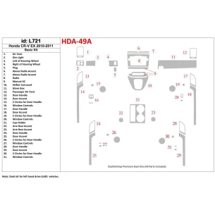 Honda CR-V 2010-UP Basic Set, EX Model Interior BD Dash Trim Kit 2