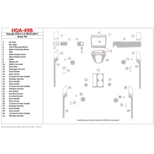 Honda CR-V 2010-UP Basic Set, LX Model Interior BD Dash Trim Kit 2