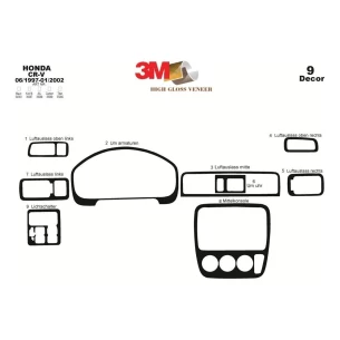 Honda CR-V 4X4 06.97-01.02 3D Interior Dashboard Trim Kit Dash Trim Dekor 9-Parts 2