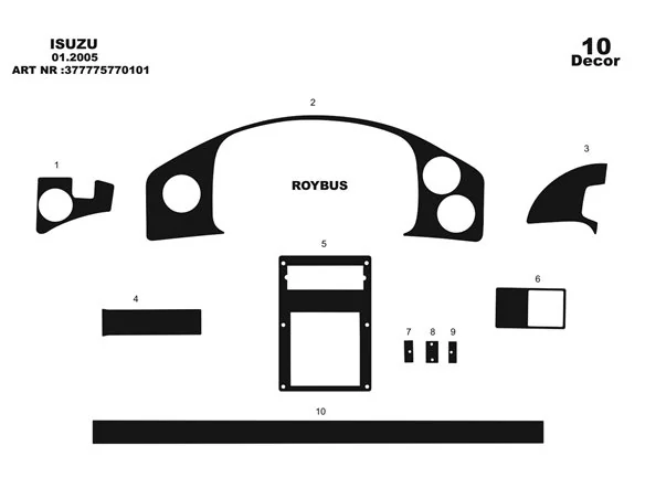 Isuzu Roybus C 01.2007 3D Interior Dashboard Trim Kit Dash Trim Dekor 10-Parts