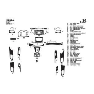 Honda CR-V Mk4 2012-2014 3D Interior Dashboard Trim Kit Dash Trim Dekor 36-Parts