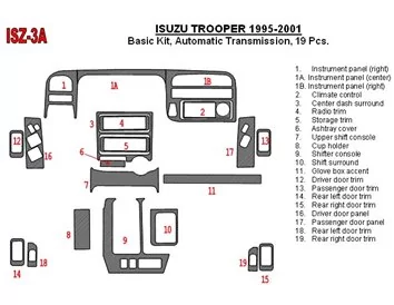 Isuzu Trooper 1995-2002 Basic Set, Automatic Gear Interior BD Dash Trim Kit - 1 - Interior Dash Trim Kit