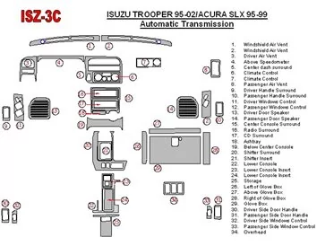Isuzu Trooper 1995-2002 Full Set, Automatic Gear Interior BD Dash Trim Kit - 1 - Interior Dash Trim Kit