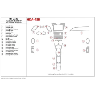 Honda CR-Z 2011-UP Full Set With NAVI Interior BD Dash Trim Kit 2