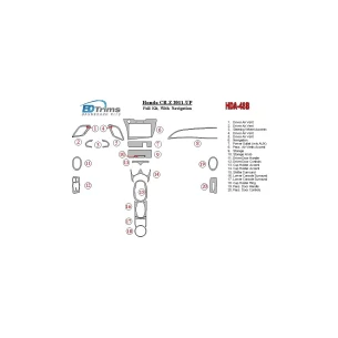 Honda CR-Z 2011-UP Full Set With NAVI Interior BD Dash Trim Kit