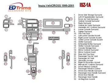 Isuzu VehiCROSS 1999-2001 Full Set Interior BD Dash Trim Kit - 1 - Interior Dash Trim Kit