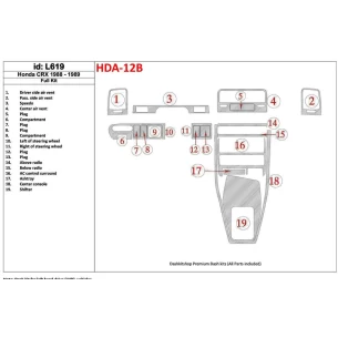 Honda CRX 1988-1989 Full Set Interior BD Dash Trim Kit