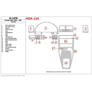 Honda CRX 1990-1991 Full Set, 19 Parts set Interior BD Dash Trim Kit
