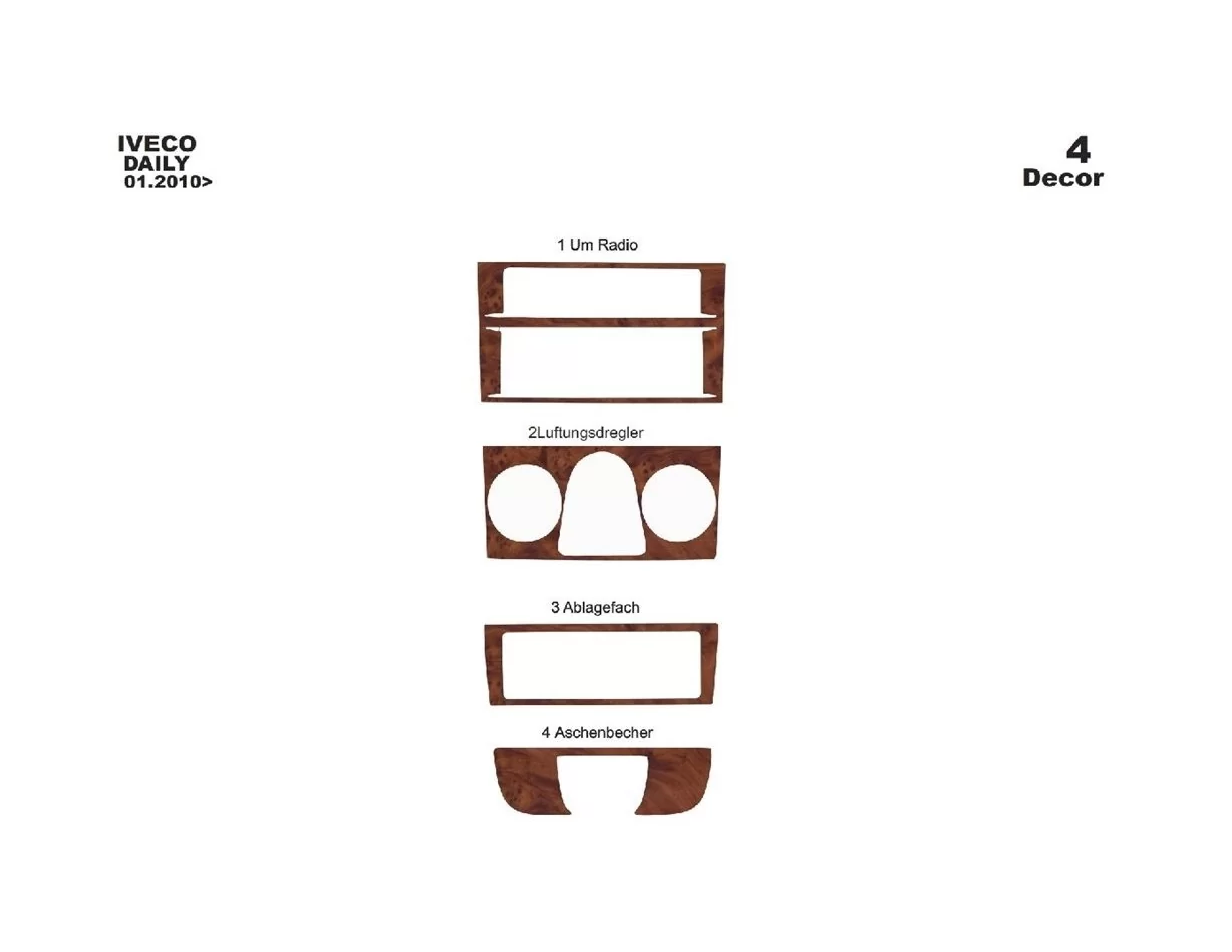 Iveco Daily 01.2010 3D Interior Dashboard Trim Kit Dash Trim Dekor 4-Parts - 1 - Interior Dash Trim Kit