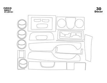 Iveco Daily 2010-2014 3D Interior Dashboard Trim Kit Dash Trim Dekor 30-Parts
