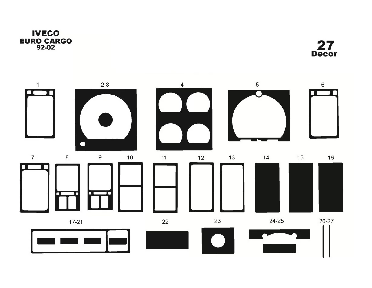 Iveco Euro Cargo 01.92-01.02 3D Interior Dashboard Trim Kit Dash Trim Dekor 27-Parts - 1 - Interior Dash Trim Kit