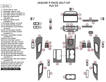 Jaguar F-PACE 2017-UP Full Set Interior Dash Trim Kit 52 Parts
