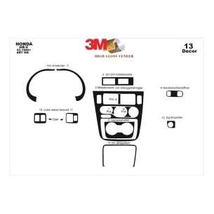 Honda HR-V 02.99-12.05 3D Interior Dashboard Trim Kit Dash Trim Dekor 13-Parts 2