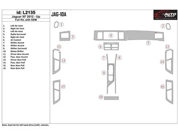 Jaguar XF 2009-UP Full Set, With OEM Interior BD Dash Trim Kit - 1 - Interior Dash Trim Kit