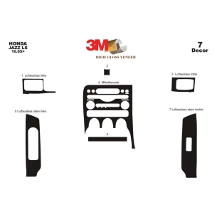 Honda Jazz 01.2002 3D Interior Dashboard Trim Kit Dash Trim Dekor 7-Parts 2