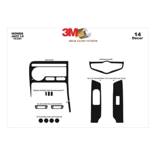 Honda Jazz 10.04-12.07 3D Interior Dashboard Trim Kit Dash Trim Dekor 10-Parts 2