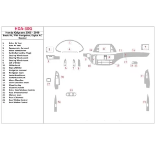 Honda Odyssey 2005-UP Basic Set, With NAVI system, Automatic AC Control Interior BD Dash Trim Kit 2