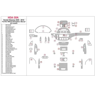 Honda Odyssey 2005-UP Full Set, Without NAVI system, Didital AC Control Interior BD Dash Trim Kit 2