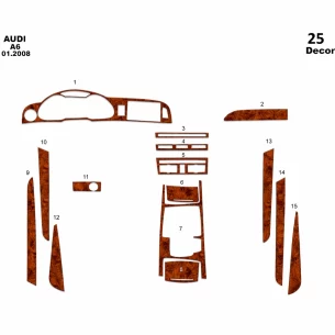 Audi A6 2005-2011 3D Interior Dashboard Trim Kit WHZ Dash Trim Dekor 25-Parts 2