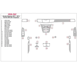 Honda Odyssey 2011-2013 Full Set, DVD With 12 Audio-speakers Interior BD Dash Trim Kit 2