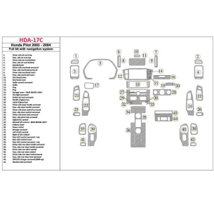Honda Pilot 2003-2004 Full Set, With NAVI, 42 Parts set Interior BD Dash Trim Kit