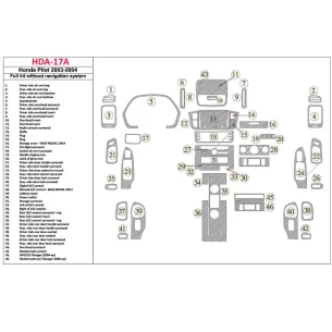Honda Pilot 2003-2004 Full Set, Without NAVI, 42 Parts set Interior BD Dash Trim Kit