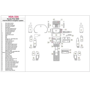 Honda Pilot 2005-2005 Full Set, Without NAVI system Interior BD Dash Trim Kit