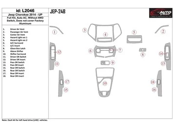 Jeep Cherokee 2014-UP Full Set, Without switch 4WD Interior BD Dash Trim Kit - 1 - Interior Dash Trim Kit