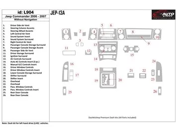 Jeep Commander 2006-2007 Without NAVI Interior BD Dash Trim Kit - 1 - Interior Dash Trim Kit
