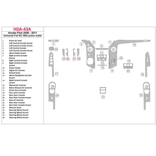 Honda Pilot 2009-UP Universal Full Set Interior BD Dash Trim Kit