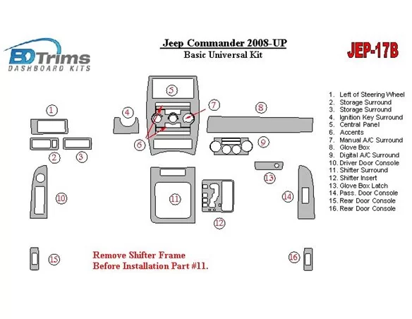 Jeep Commander 2008-UP Basic Universal Kit Interior BD Dash Trim Kit - 1 - Interior Dash Trim Kit