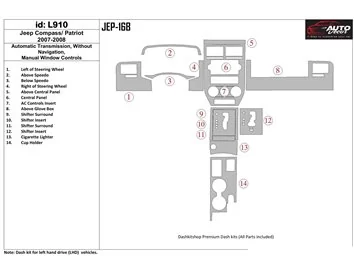 Jeep Compass 2007-2008 Automatic Gear, Without NAVI, Manual Gearbox Window Controls Interior BD Dash Trim Kit - 1 - Interior Das