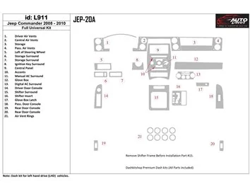 Jeep Compass 2009-UP Full Set, With Auto-stick mission Interior BD Dash Trim Kit - 1 - Interior Dash Trim Kit