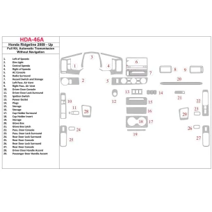 Honda Ridgeline 2009-UP Full Set, Automatic Gear, Without NAVI Interior BD Dash Trim Kit 2
