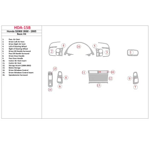 Honda S2000 2000-2005 Basic Set Interior BD Dash Trim Kit 2