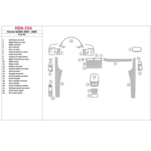 Honda S2000 2000-2005 Full Set, 23 Parts set Interior BD Dash Trim Kit