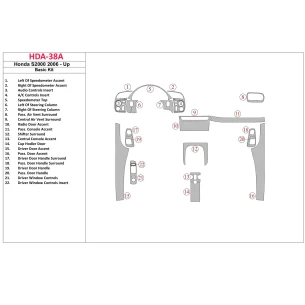 Honda S2000 2006-UP Full Set Interior BD Dash Trim Kit 2