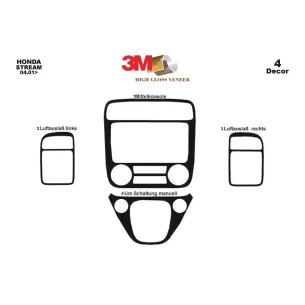 Honda Stream 04.01-12.05 3D Interior Dashboard Trim Kit Dash Trim Dekor 4-Parts 2