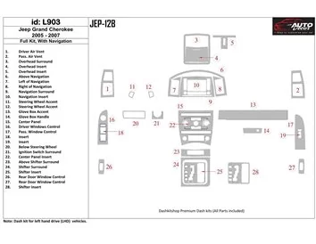 Jeep Grand Cherokee 2005-2007 Full Set, With NAVI Interior BD Dash Trim Kit - 1 - Interior Dash Trim Kit