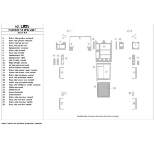 Hummer H2 2003-2007 Basic Set Interior BD Dash Trim Kit 2