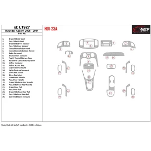 Hyundai Accent 2006-2011 Full Set Interior BD Dash Trim Kit 2