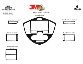 Kia Carens 07.02-10.06 3D Interior Dashboard Trim Kit Dash Trim Dekor 6-Parts