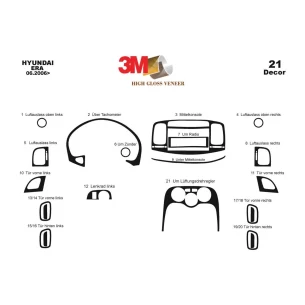 Hyundai Accent Era 01.06-12.10 3D Interior Dashboard Trim Kit Dash Trim Dekor 21-Parts