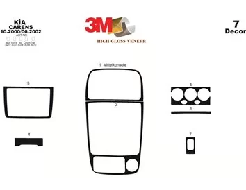 Kia Carens 10.00-06.02 3D Interior Dashboard Trim Kit Dash Trim Dekor 7-Parts