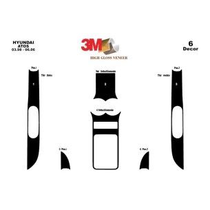 Hyundai Atos 03.98-06.06 3D Interior Dashboard Trim Kit Dash Trim Dekor 6-Parts 2