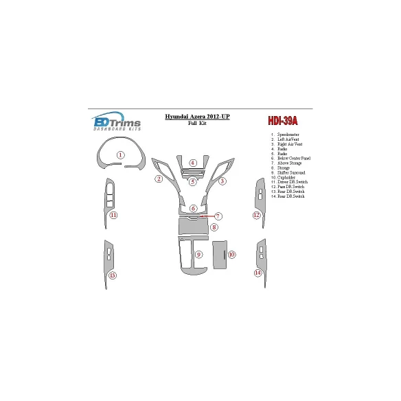 Hyundai Azera/Grandeur 2012-UP Interior BD Dash Trim Kit